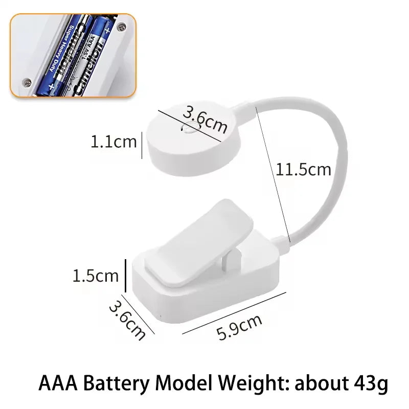 lampe lecture flexible led rechargeable blanc moderne clips usb charge