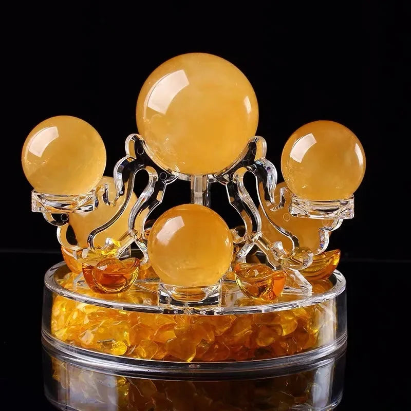support décoratif transparent cristaux boules colorées motifs floraux sculpturales asiatique moderne ornement