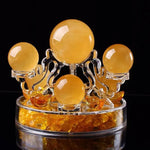 support décoratif transparent cristaux boules colorées motifs floraux sculpturales asiatique moderne ornement