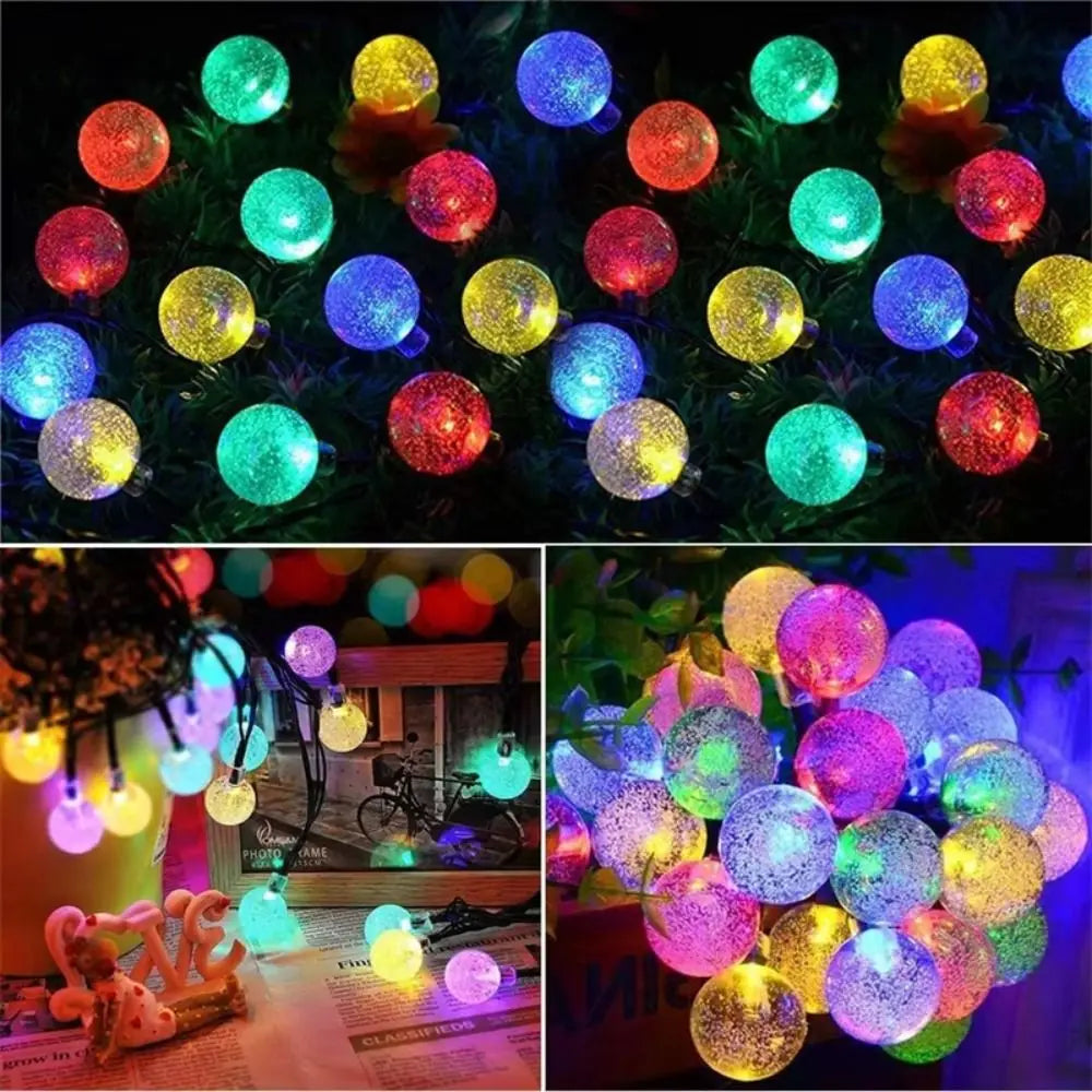 guirlande solaire 200 led effet bulles granuleux rideau lumineux extérieur ip65 modes éclairage