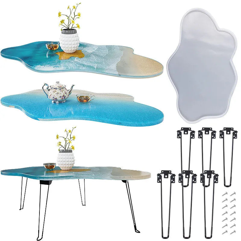 moule silicone résine plateau décoration table plage moderne vague sable fini blanc