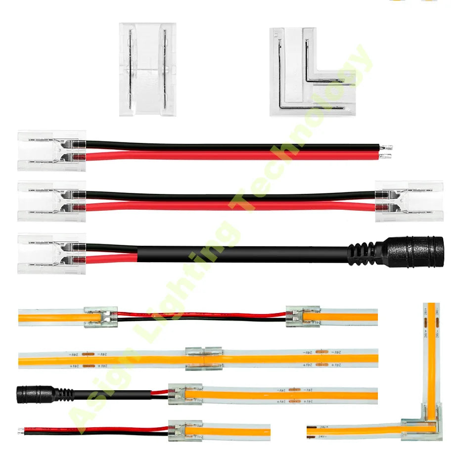 connecteur ruban led cob droit angle transparent pin pin pin 12v