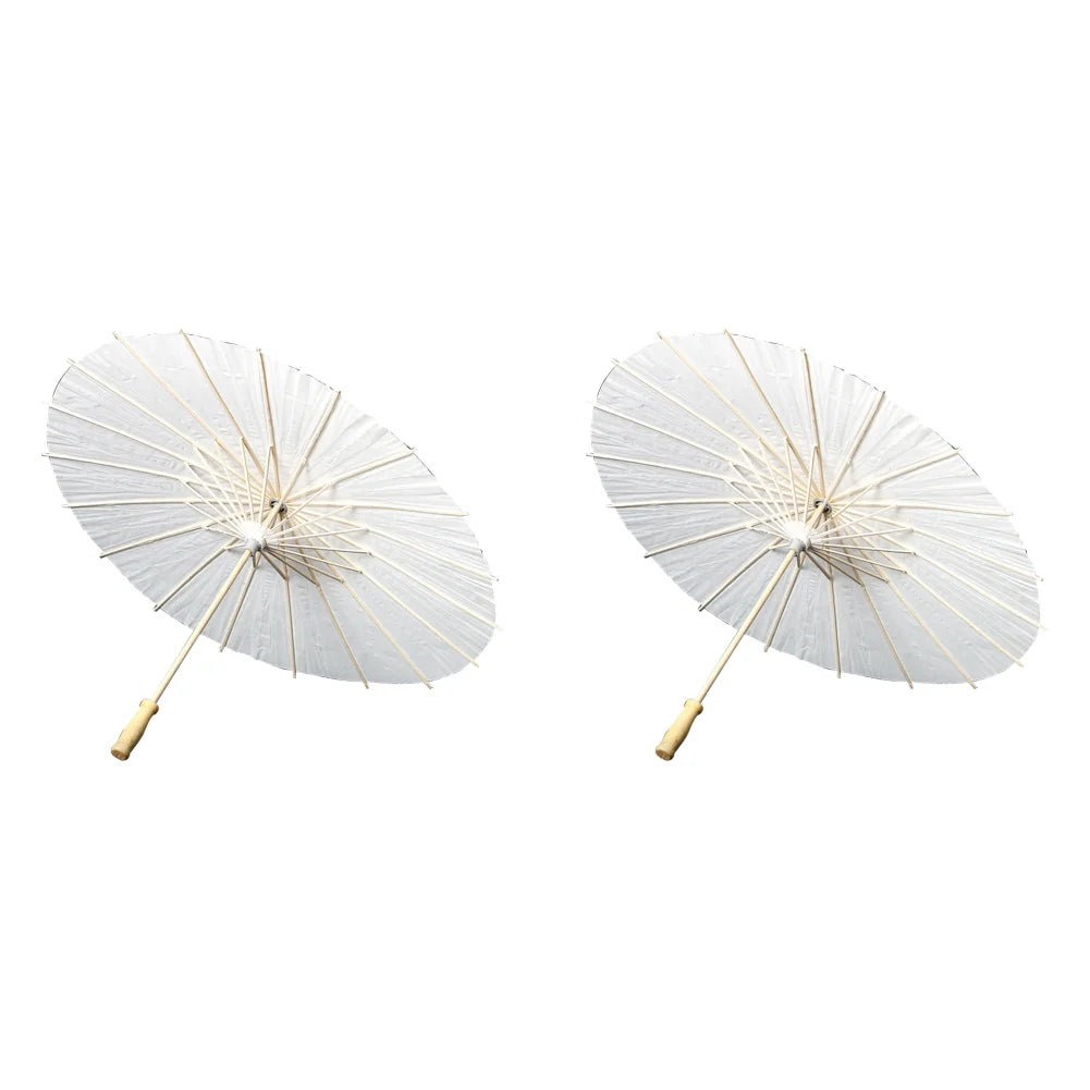 parapluie traditionnel blanc sans motif opacité vintage poignée bois résistant soleil