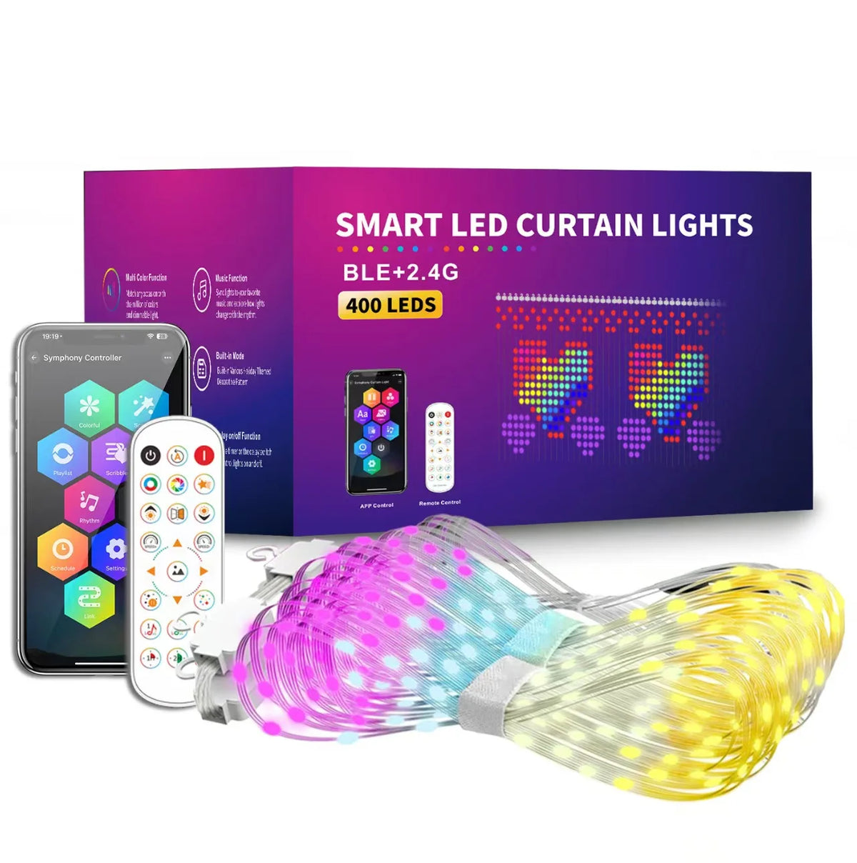 guirlandes led multicolores pixel art synchronisation musicale télécommande application mobile personnalisable moderne festive