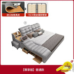 lit multifonctionnel moderne gris clair simili cuir tapis coussins rangement sous lit