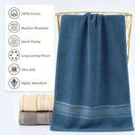 serviettes coton bleu marine rayures dorées moderne absorbantes rapide