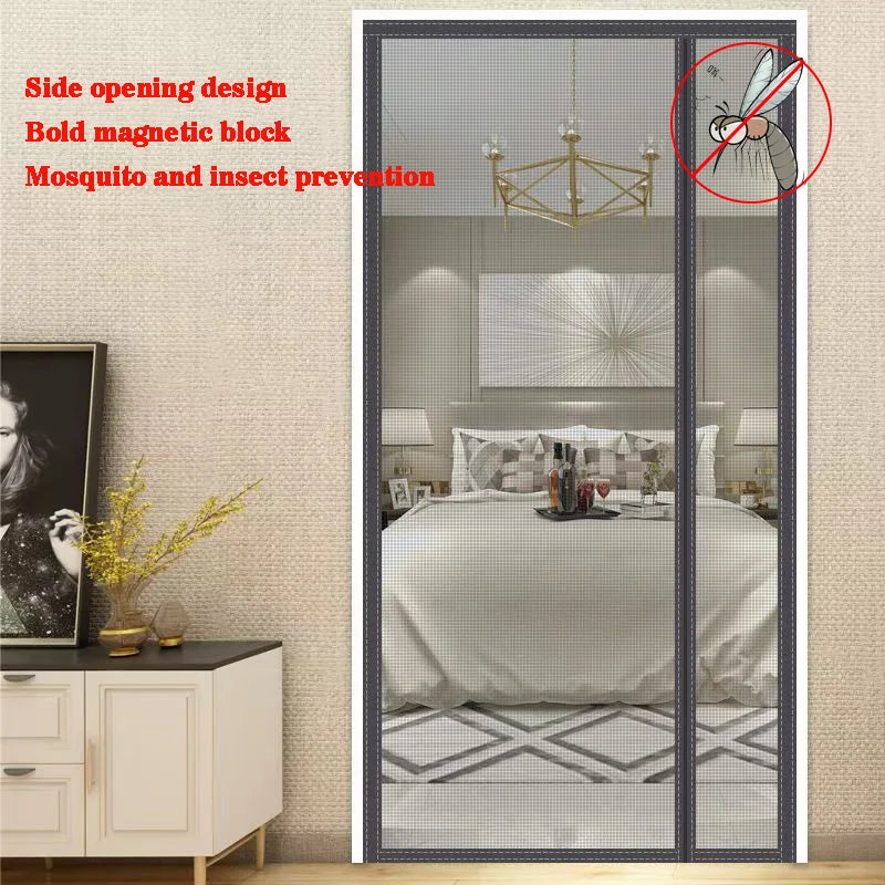 rideau porte anti moustiques gris maille hexagonale moderne fermeture auto agrippante occlusion complète facile