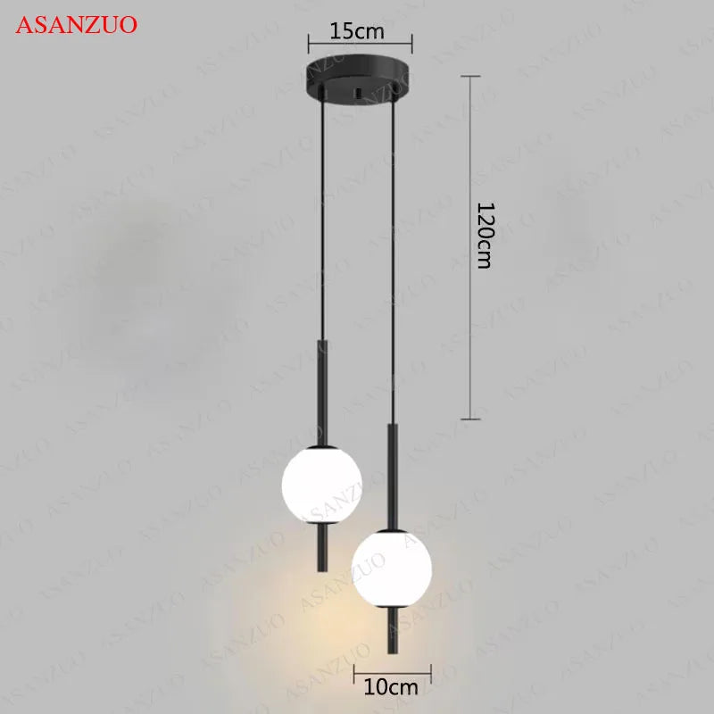 suspension lumineuse moderne sphères translucides blanc doré chambre salon minimaliste