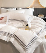 draps lit coton rose pâle rayures horizontales gris modernes 150cm 180cm 200cm
