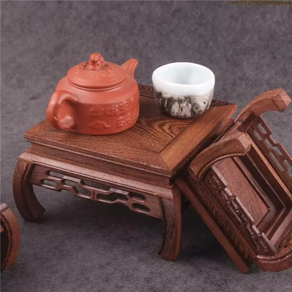 support bois sculpté artisanal marron foncé sculptures opacité
