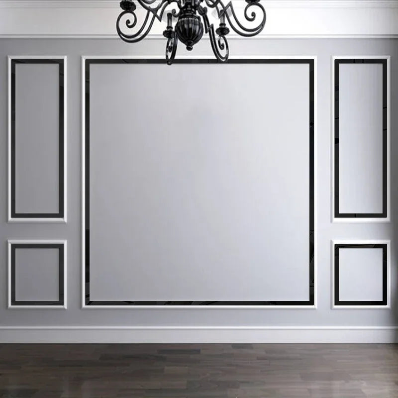 Autocollant mural bleu effet miroir 3D dans un salon contemporain