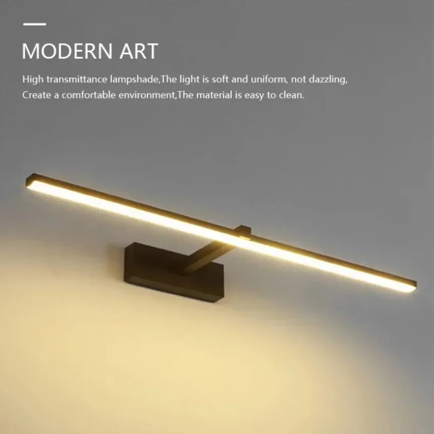 lampe miroir moderne noir blanc led mur 40cm 60cm 80cm 100cm