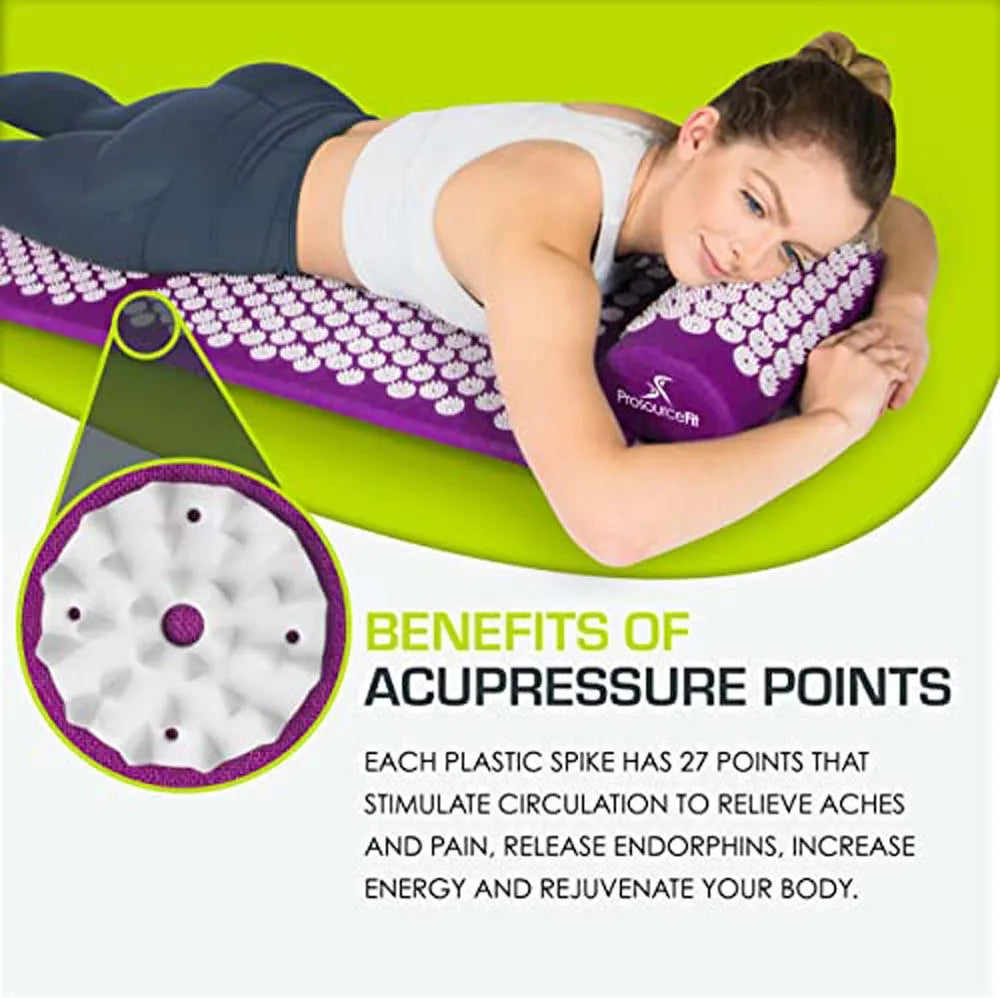tapis massage acupression violet points blancs relief moderne relaxation dos pieds tête
