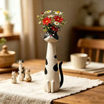 vases résine forme chat moderne couleur verte yeux oreilles queue motifs fleursDecorationMaisonBureauOrnementCartoon