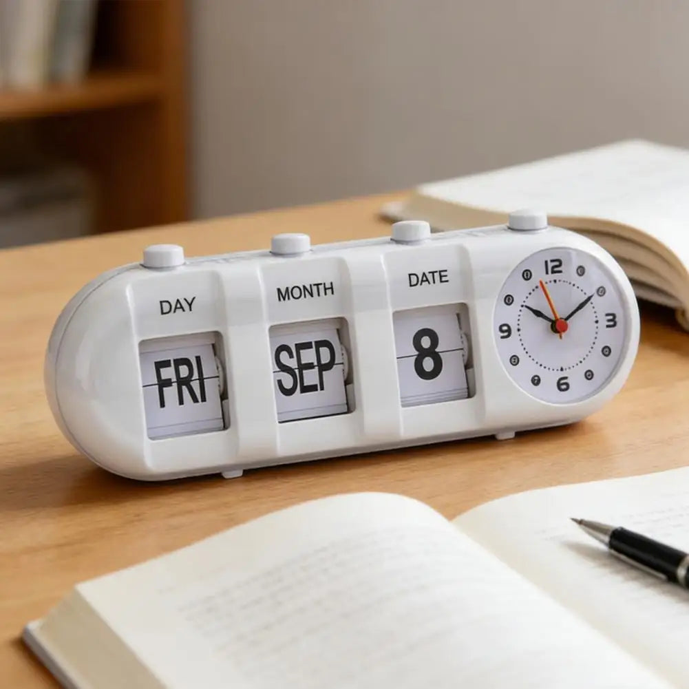 horloge calendrier rotatif blanc moderne minimaliste jours mois date numérique