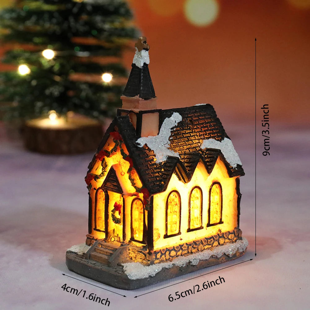 décorations noël maisons lumineuses multicolores motifs traditionnels résine vintage guirlandes lumineuses toits chaume fenêtres