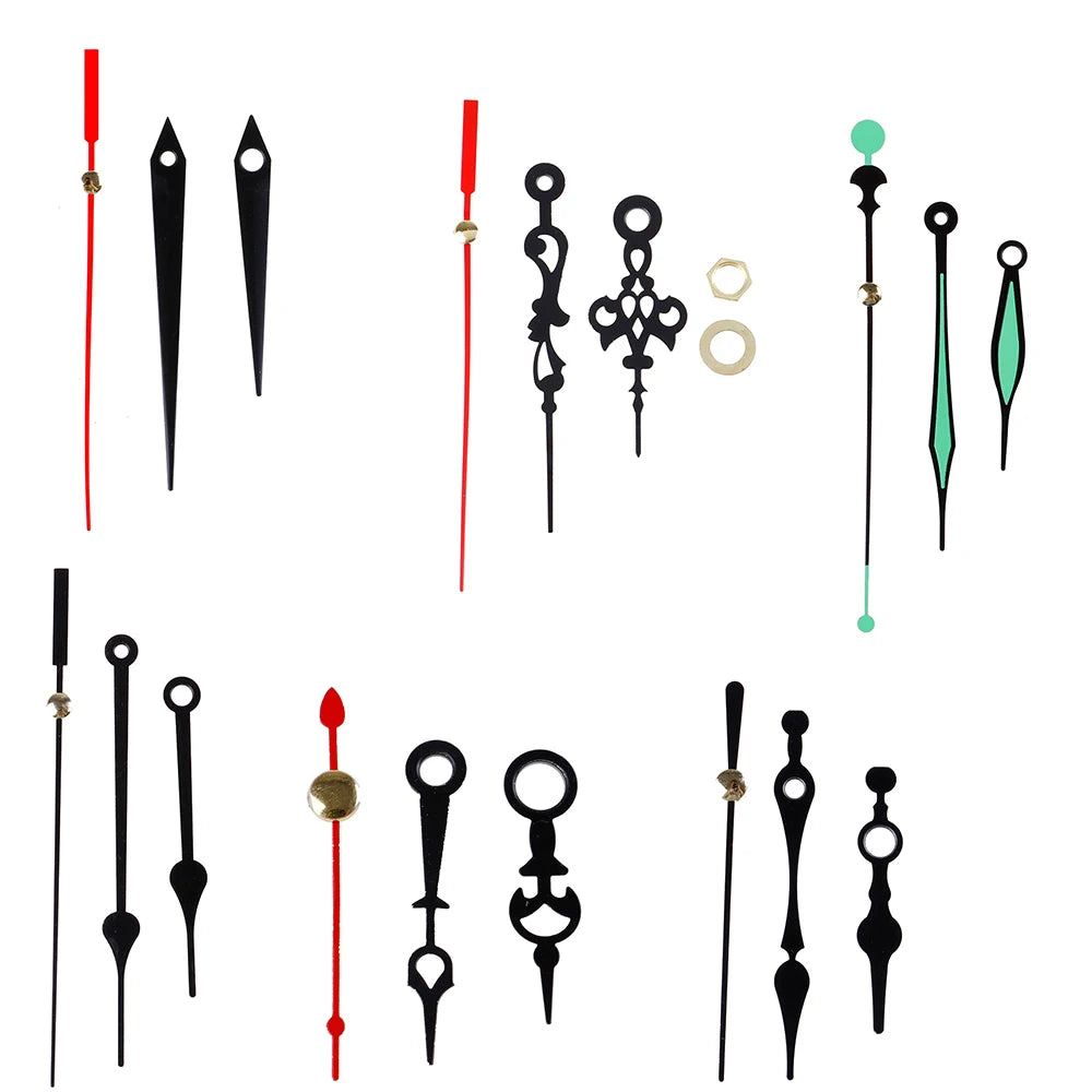 aiguilles montre noires rouges vertes élégantes ornements complexes réparation horlogerie classique kit pièces