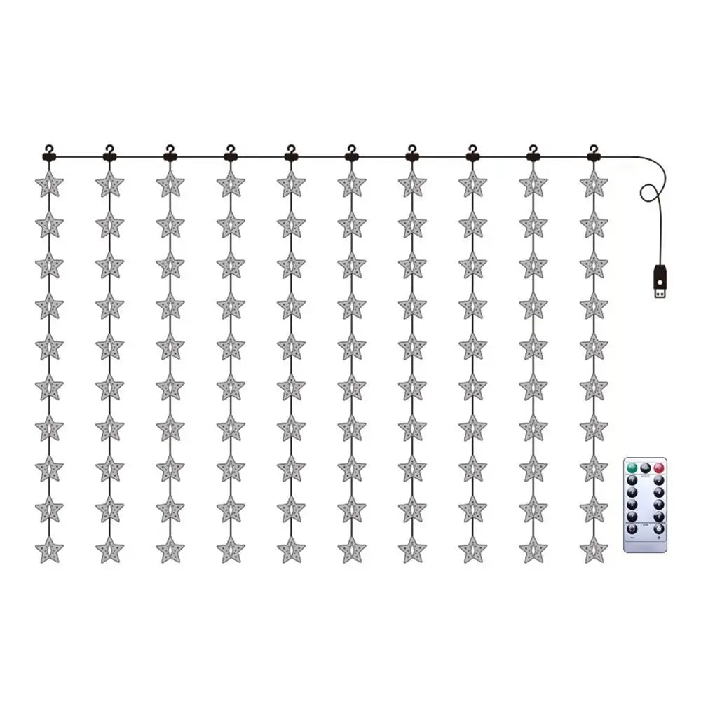 guirlande lumineuse étoiles blanc doré moderne télécommande usb batterie