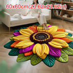 tapis fleur tournesol jaune vert moderne 60x60cm polyester antidérapant salon chambre