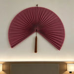 ventilateur mural bambou rouge beige gris vert rayures minimaliste tassel