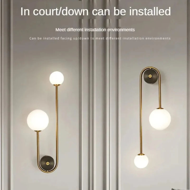 applique murale led or moderne sphères translucides éclairage cuisine chambre minimaliste 10m²