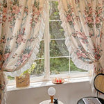 rideau fleurs roses bleues rubans blancs maison moderne