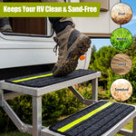 tapis antidérapant marchepied rv gris foncé jaune fluo adhésif texturé sécurisé surface poils rayures