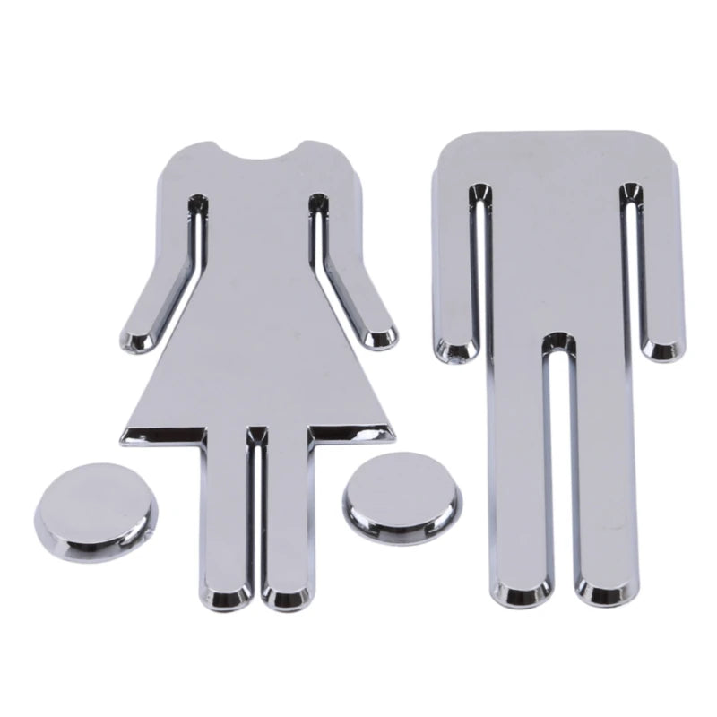 symboles toilette homme femme argenté rouge doré adhésifs modernes minimalistes porte wc decoration bricolage