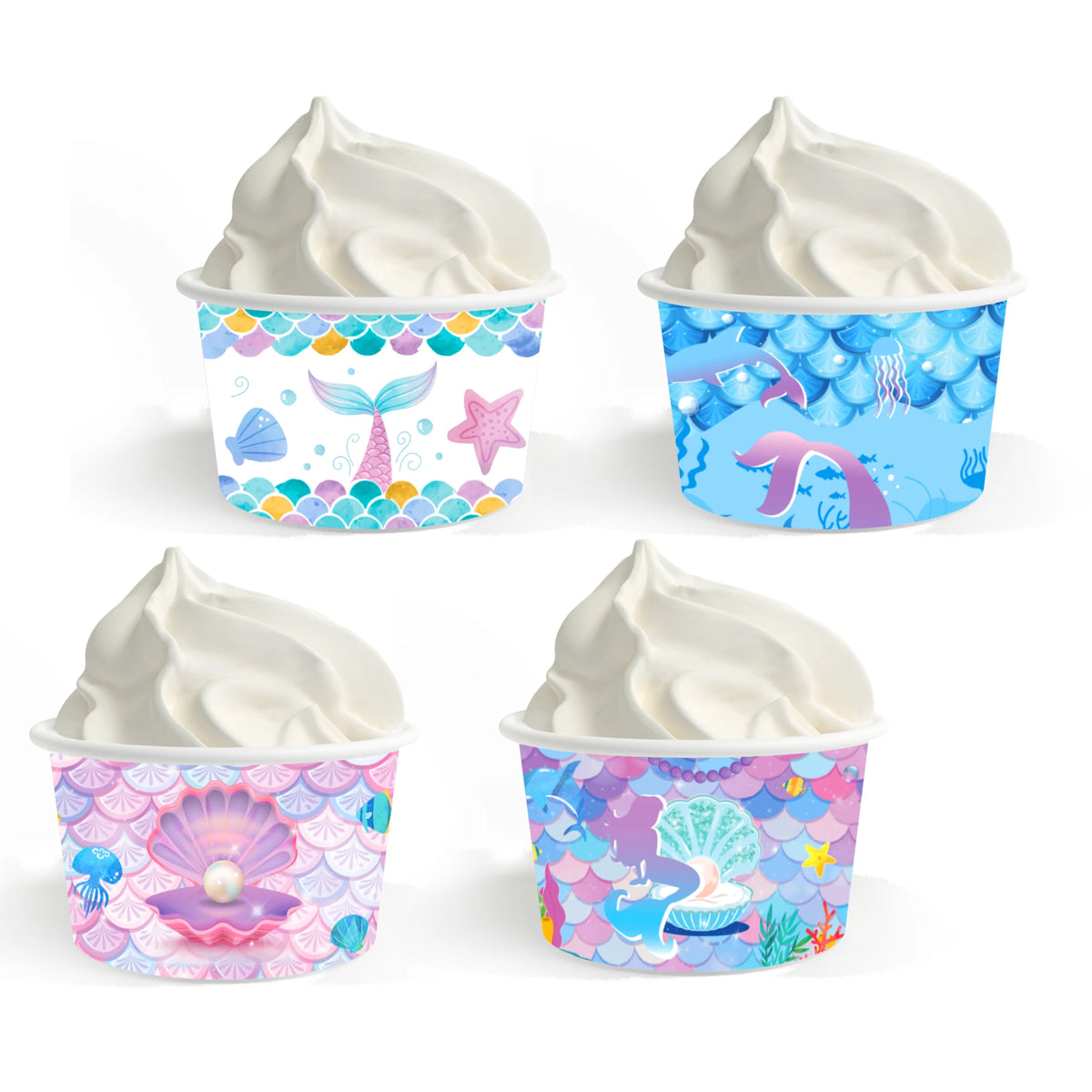 boîtes popcorn papier sirène bleu rose blanc fête anniversaire mariage poissons bulles
