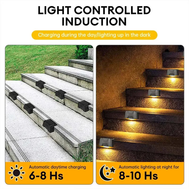lumière solaire ip65 led extérieure moderne escaliers mur noir abs
