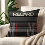 coussin carré moderne imprimé tartan noir blanc 45x45cm polyester amovible