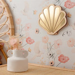 miroir coquillage forme moderne clips texture bois beige clair décoration chambre salon minimaliste