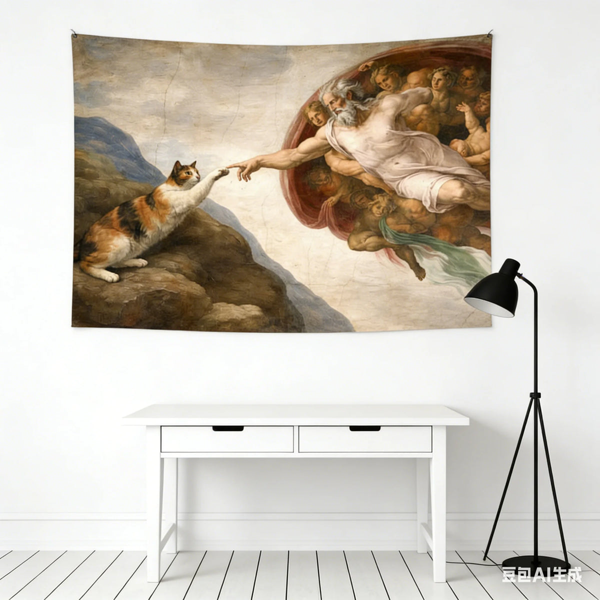 tapisserie murale multicolore peinture religieuse anges classique salon chambre coucher 60cm 90cm 150cm