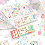 sticker livre pages stickers notes pochettes rangement anneaux métalliques motifs géométriques couleurs créatives mignonnels