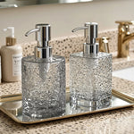 distributeur savon liquide transparent texture ondulée moderne salle bain cuisine rechargeable pump bouchon