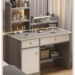 maquillage blanc moderne tabouret miroir led boites rangement texture bois