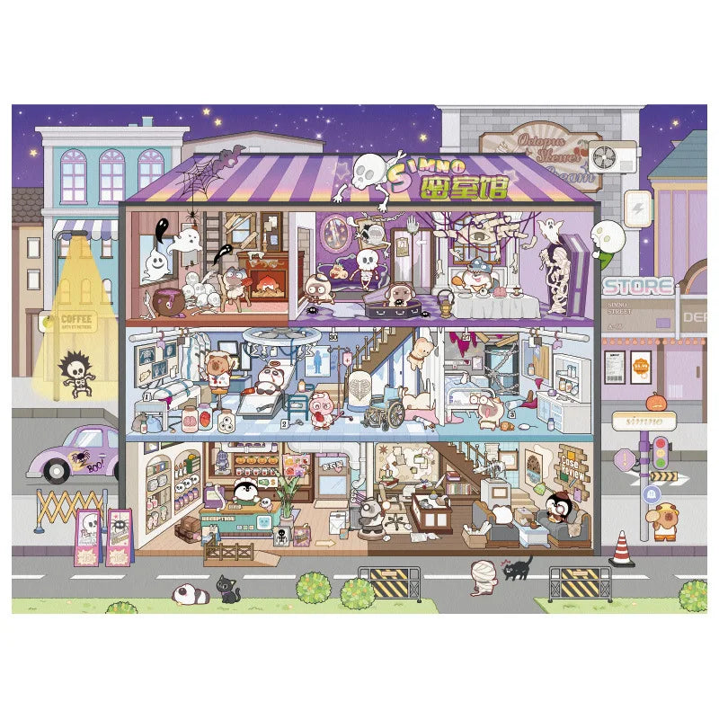 autocollants 3d miniatures scènes urbaines intérieures animaux dessin animé décoration murale mobilier objets divers