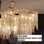 lustre moderne doré transparent tissu franges éclairage chambre salon 2000 82000lm toucher on/off 90