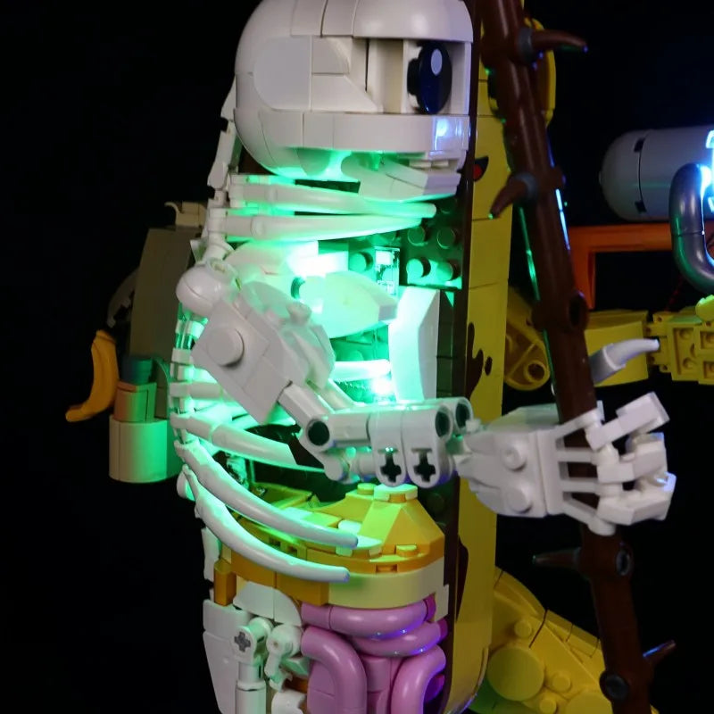 figurine robotique skeleton jaune blanc vert bleu violet moderne technologie kit lumière led batterie