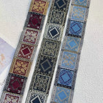 ruban polyester patchwork géométrique floral largeur 5cm classique rouge bleu beige noir