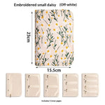 sac rangement bijoux zip fleurs motifs floraux beige doré blanc