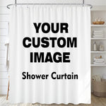 rideau douche personnalisable blanc rayures verticales moderne tapis pièces anneaux suspension polyester