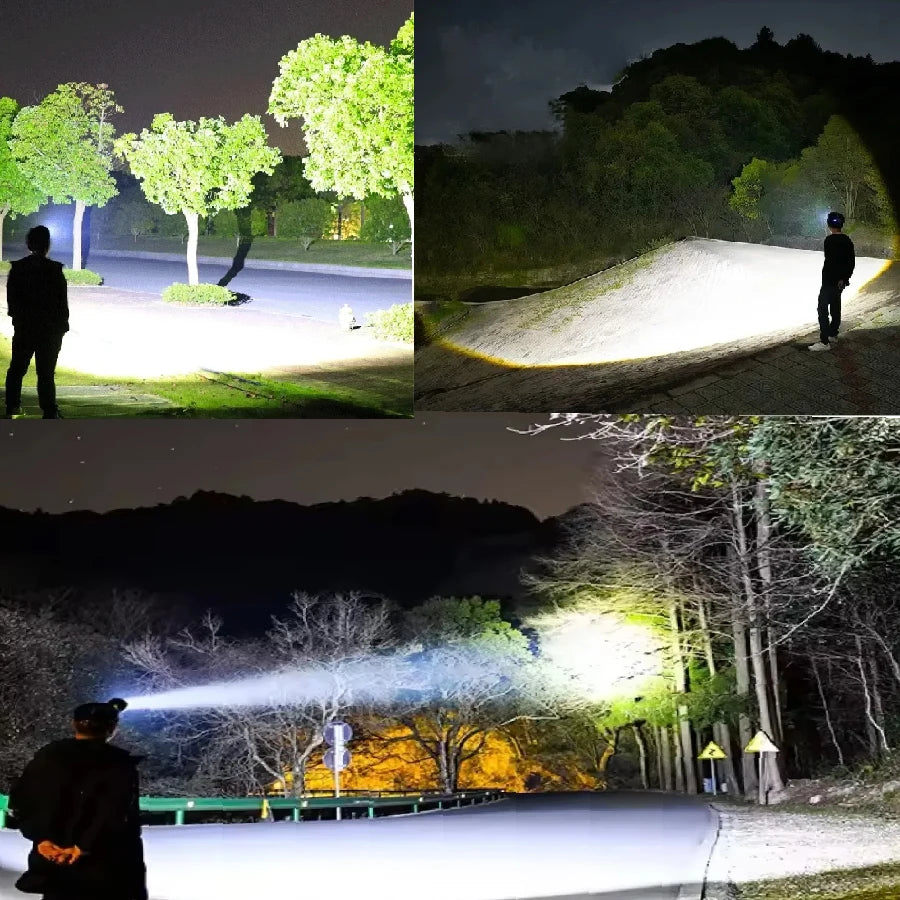 lampe frontale led rechargeable tactique hiking camping 180° bande élastique usb