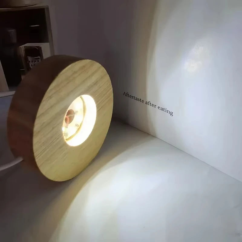 lampe table moderne minimaliste bois naturel blanc led cool white warm white câble usb
