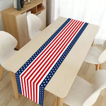 table runner polyester rouge blanc bleu motifs rayés étoiles drapeau américain anniversaire fête indépendance