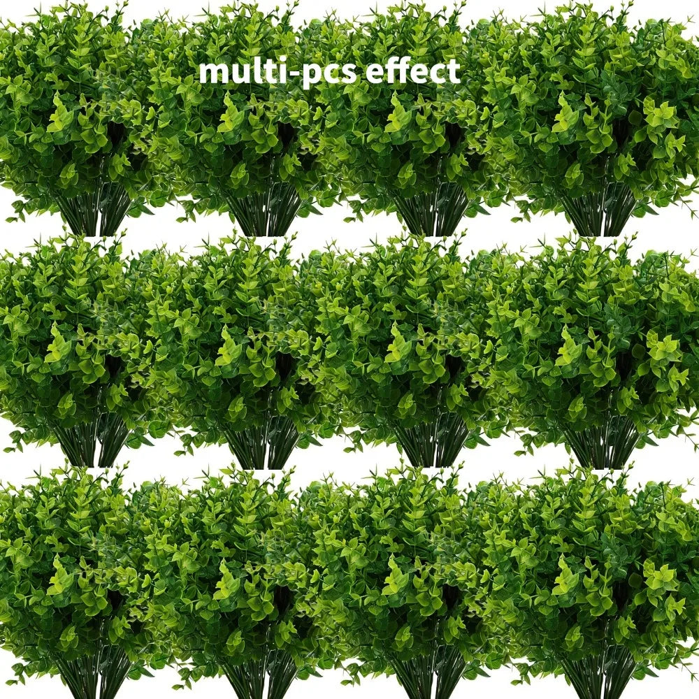 décoration intérieure buissons artificiels feuilles eucalyptus vert feuillage réaliste sans pot sans électricité