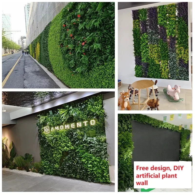 décoration murale moderne feuilles fleurs colorées végétal herbe artificielle extérieur accrochable 25x25cm