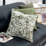 coussin deco vert olive motif floral moderne polyester jacquard adhesif 45x45cm 30x50cm