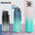 Bouteille d'eau sportive réutilisable plastique coloré couvercle noir bleu rose moderne