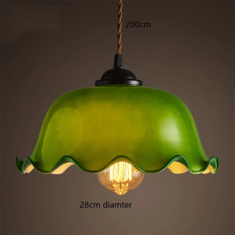 lampe suspendue vintage vert ombre matériau pierre verre 25cm ajustable 200cm autonomie e27